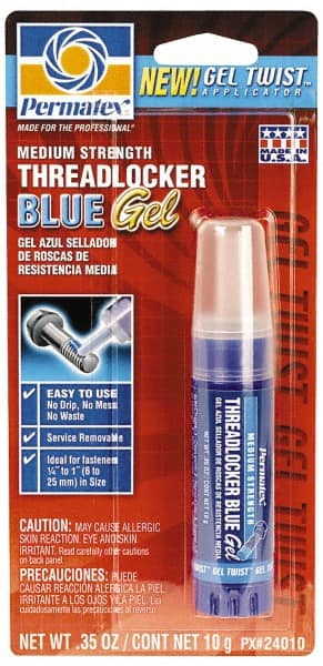 Threadlocker: Blue, Gel, 10 g, Tube