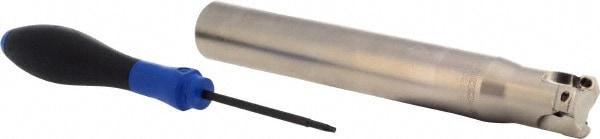 Indexable High-Feed End Mill: 1/2" Cut Dia, 1" Cylindrical Shank