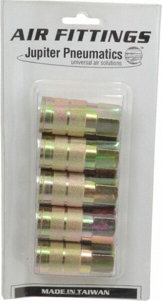5 Piece 3/8" Body 3/8 NPT 215 psi Zinc Industrial Pneumatic Coupling Plug Set