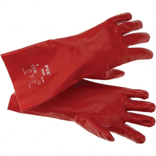 Red Polyvinyl Alcohol Coating Ansell 214306 PVA Chemical-Resistant Industrial Glove 14 Length Smooth Finish Size 9
