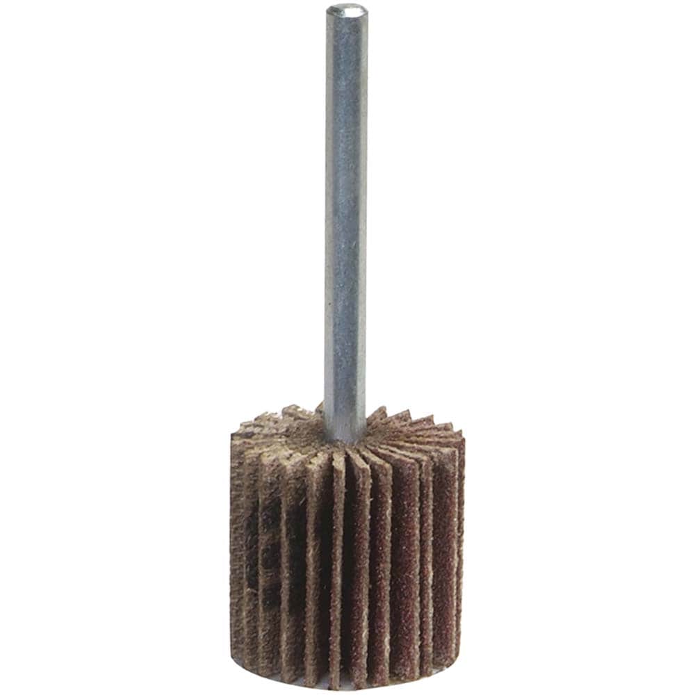 Mounted Flap Wheel: 1-3/8" Dia, 5/8" Face Width, 60 Grit, Aluminum Oxide