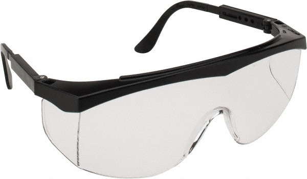 MCR Stratos Safety Glasses, Black Frame, Clear Lens