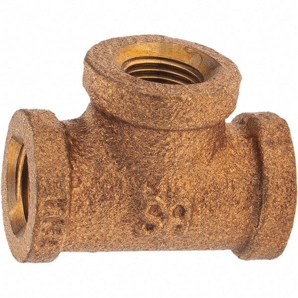 Brass Pipe Tee: 1/8" Fitting, FBSPT x FBSPT x FBSPT, Class 125