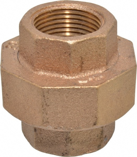 Merit Brass XB187-12 Brass Pipe Union: 3/4" Fitting, Threaded, FBSPT x FBSPT, Class 125 Image