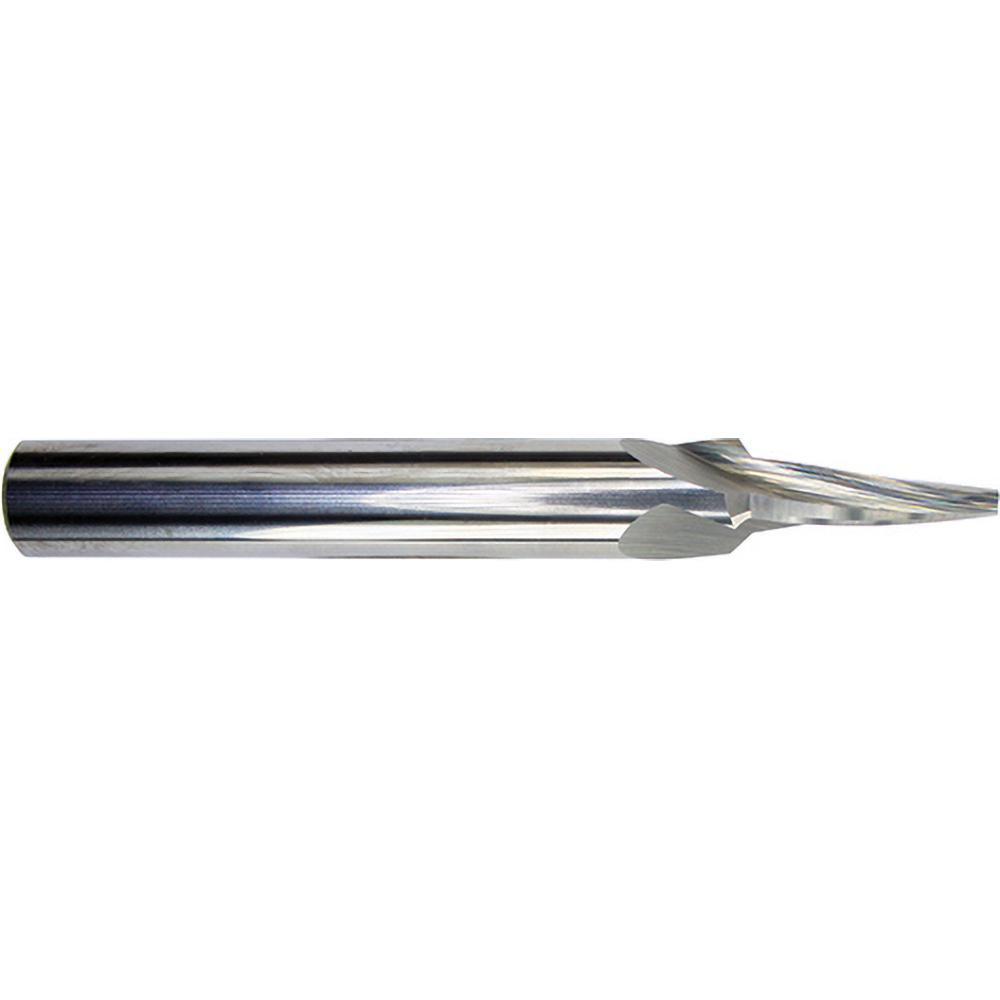 Internal Tool Tapered End Mill: 6.00 deg per Side, 1/16" Small Dia, 1/2" LOC, 3 Flute, Solid Carbide, Tapered End - 1/4" Shank Dia, 2-1/2" OAL, AlTiN