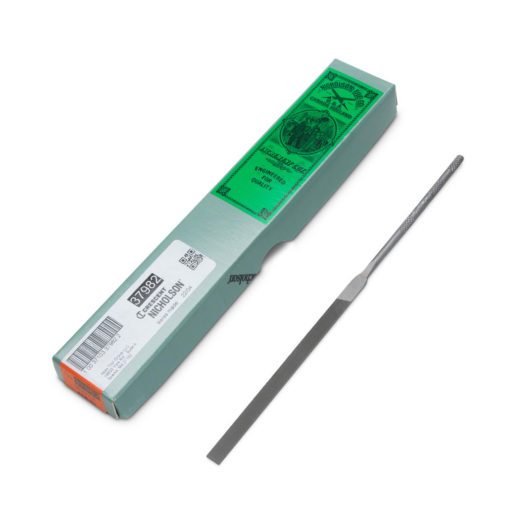 Nicholson Swiss-Pattern File: 6-1/4" OAL, Equalling, Cut 2 - 3" LOC, 0.2100" Wide, 1/20" Thick, Tang | Part #T37982