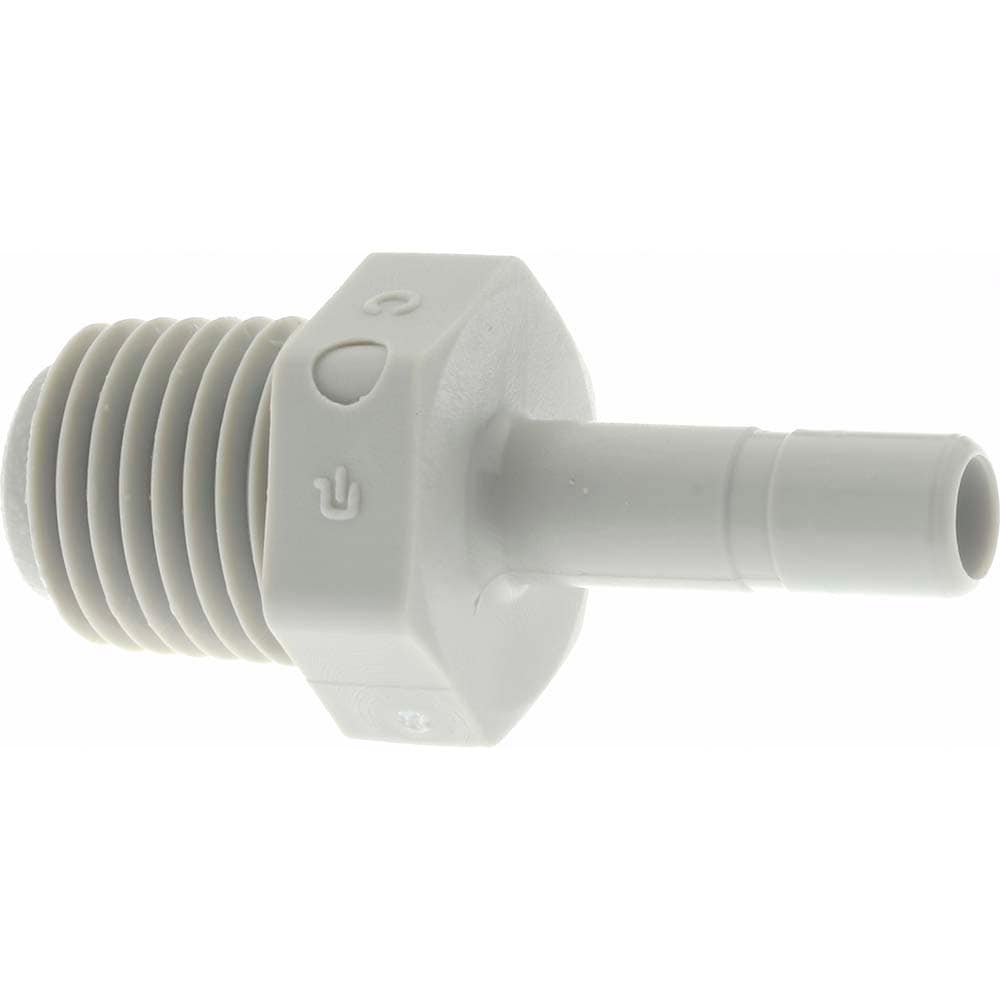 Push-To-Connect Tube Fitting: Tube Stem Adapter, 1/4" Thread, 1/4" OD