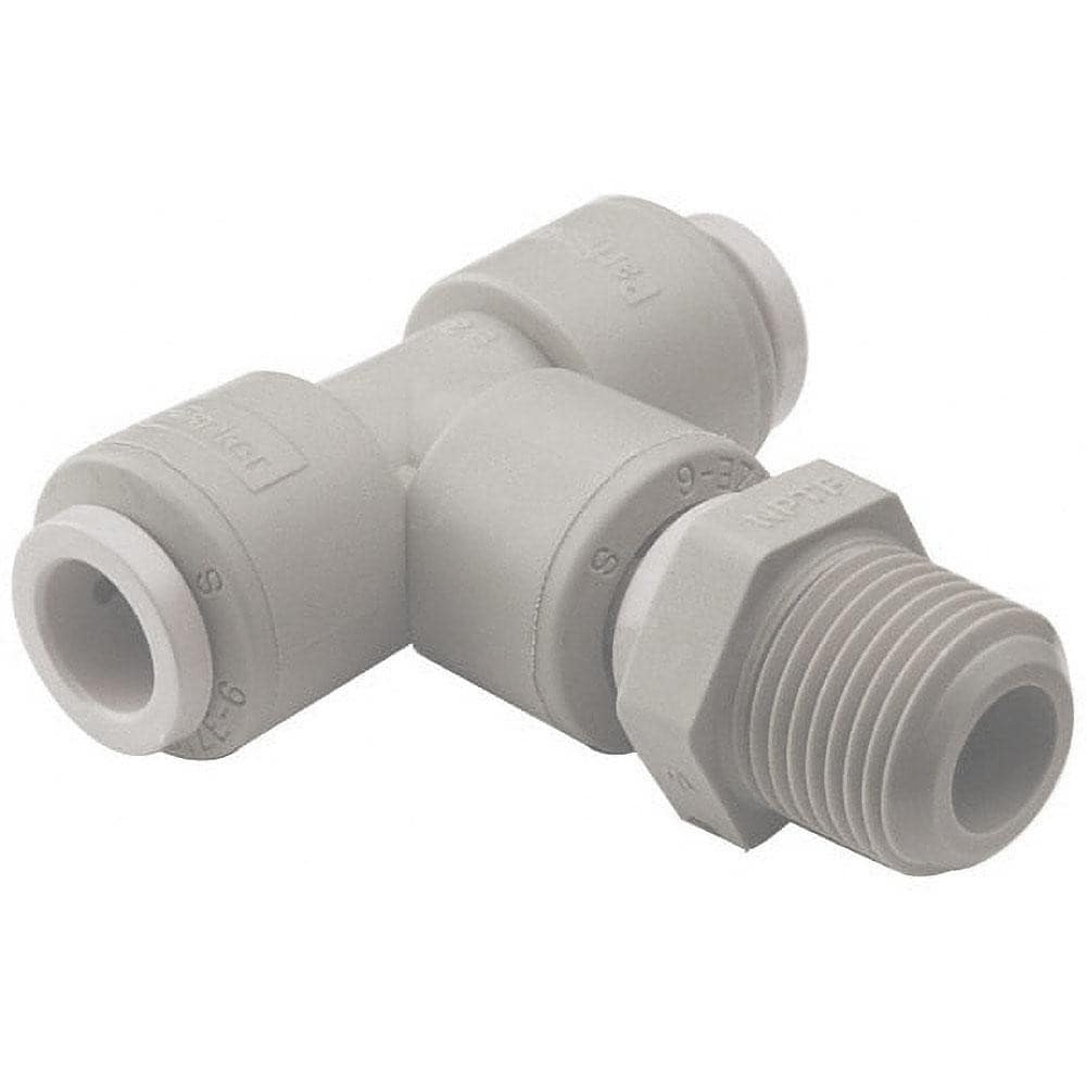 Push-To-Connect Tube to Pipe Tube Fitting: Male Swivel Branch Tee, 1/8" Thread, 1/4" OD