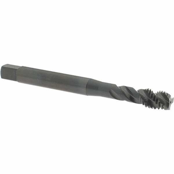 Spiral Flute Tap: M10x1.50 Metric Coarse, 3 Flutes, Modified Bottoming, 6H Class of Fit, Vanadium High Speed Steel, Oxide Coated