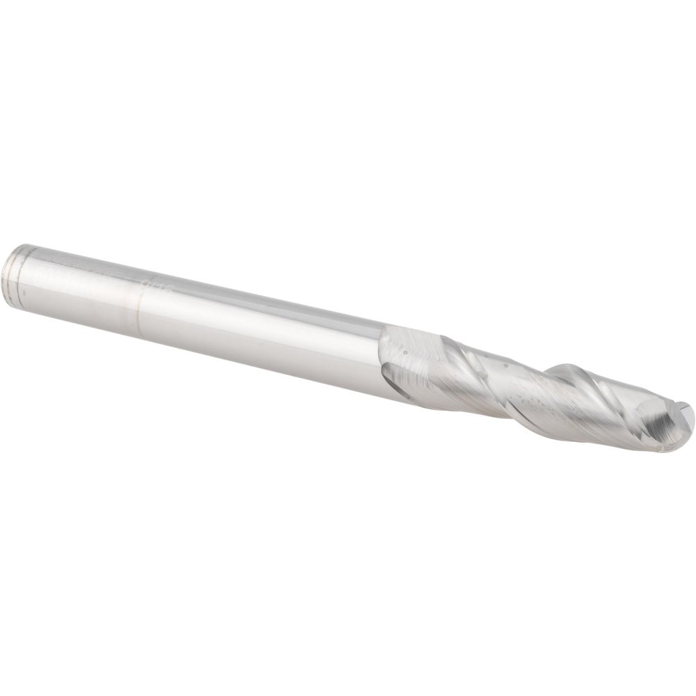 Ball End Mill: 9/16" Dia, 2" LOC, 2 Flute, Solid Carbide