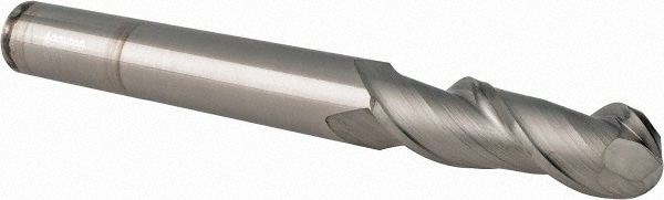 Ball End Mill: 0.625" Dia, 2" LOC, 2 Flute, Solid Carbide