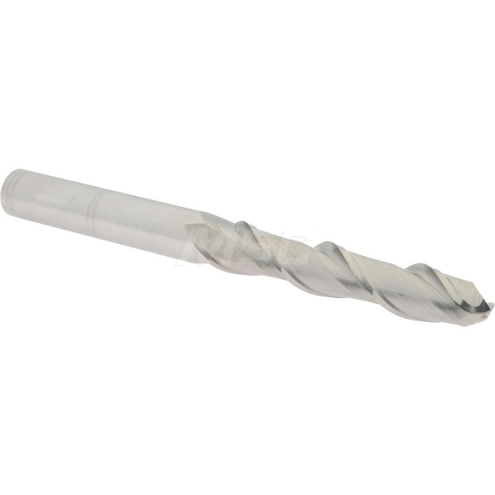 Ball End Mill: 0.5625" Dia, 3" LOC, 2 Flute, Solid Carbide