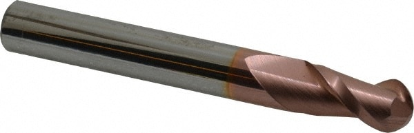 Accupro 12184293 Ball End Mill: 0.5" Dia, 1" LOC, 2 Flute, Solid Carbide 