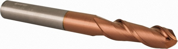 Ball End Mill: 0.625" Dia, 2" LOC, 2 Flute, Solid Carbide