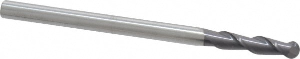 Accupro 12184282 Ball End Mill: 0.25" Dia, 1" LOC, 2 Flute, Solid Carbide 