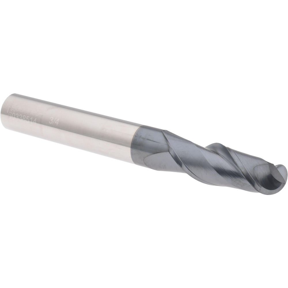 Accupro 12184303 Ball End Mill: 0.75" Dia, 2" LOC, 2 Flute, Solid Carbide Image