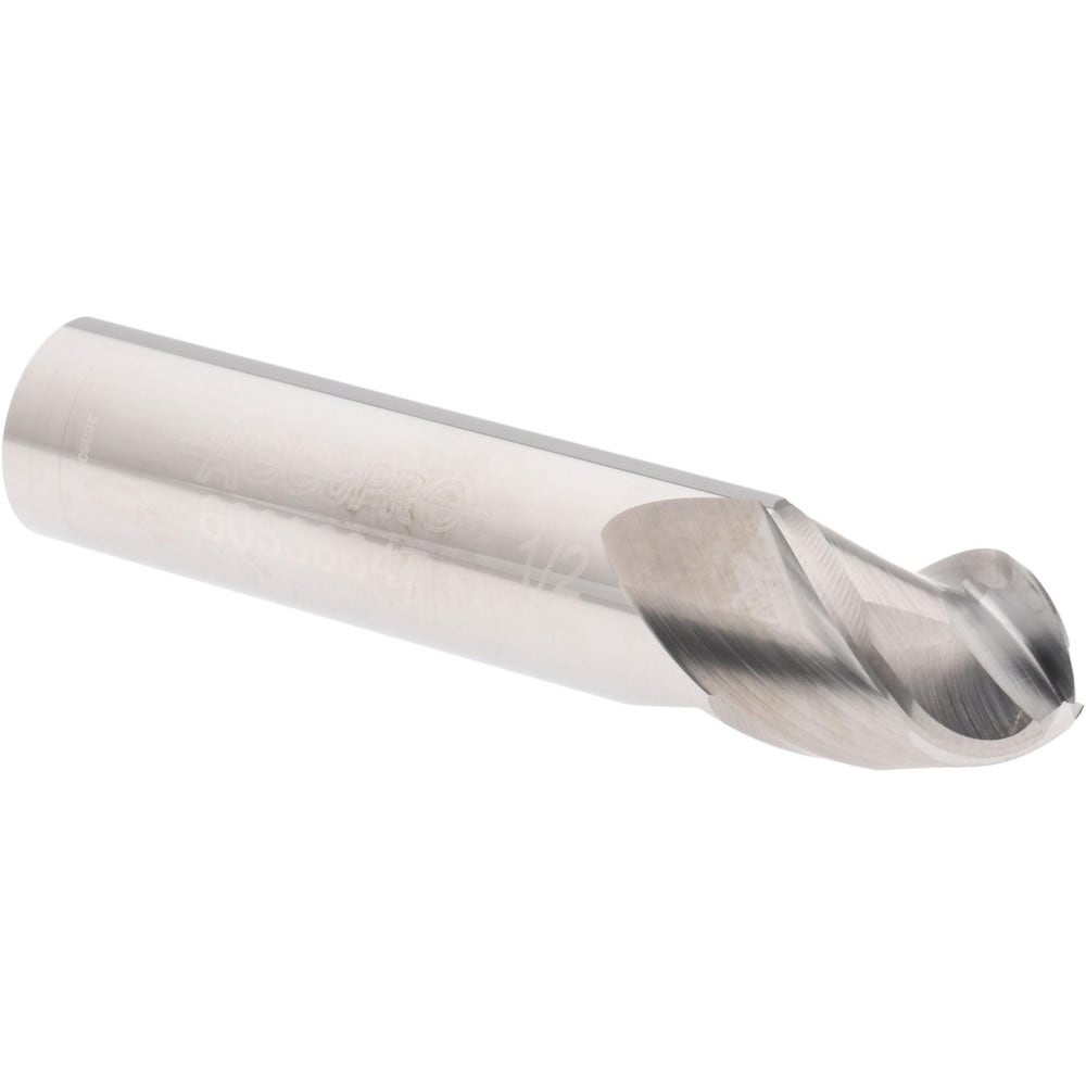 Accupro 12184427 Ball End Mill: 0.5" Dia, 0.625" LOC, 3 Flute, Solid Carbide 