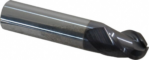 Accupro 12184429 Ball End Mill: 0.5" Dia, 0.625" LOC, 3 Flute, Solid Carbide 