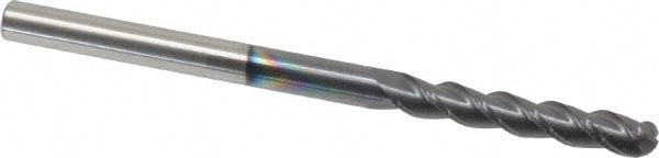 Ball End Mill: 0.1875" Dia, 1.125" LOC, 3 Flute, Solid Carbide