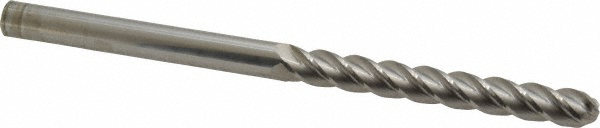 12184970 Ball End Mill: 3/8" Dia, 3" LOC, 4 Flute, Solid Carbide  