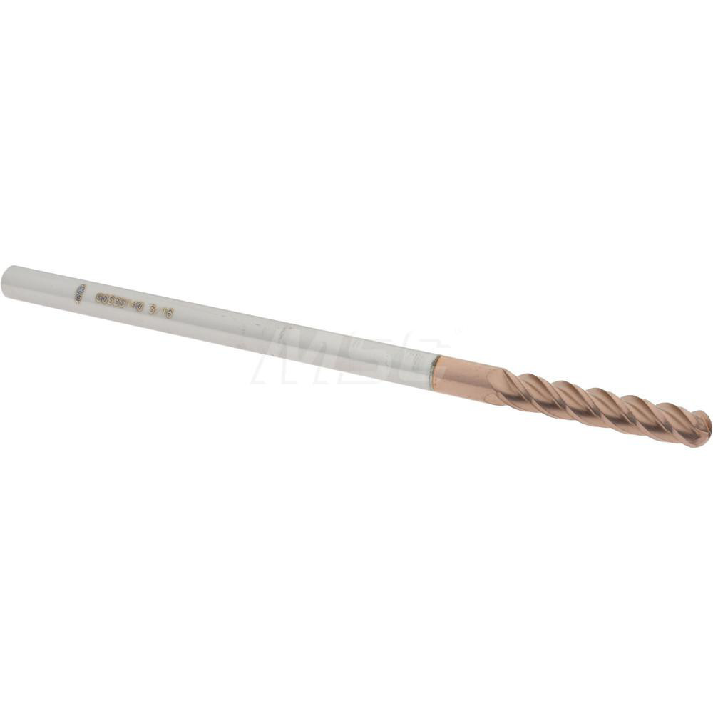 12184929 Ball End Mill: 0.1875" Dia, 1" LOC, 4 Flute, Solid Carbide  