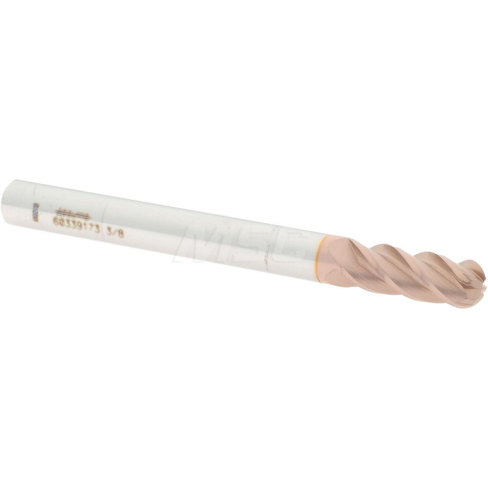12184938 Ball End Mill: 0.375" Dia, 1" LOC, 4 Flute, Solid Carbide  