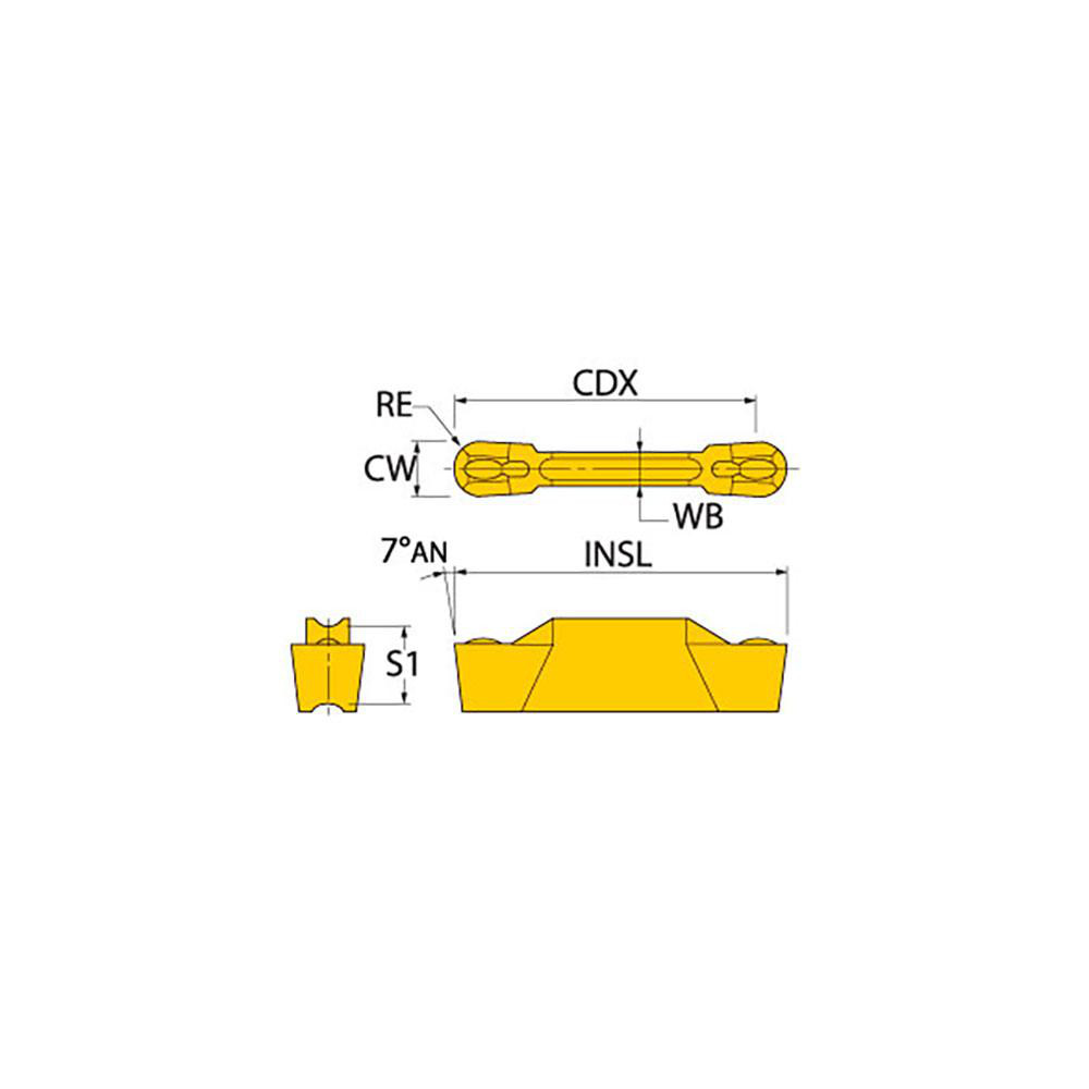 Ingersoll Cutting Tools Grooving Insert TDTT TT7220, Solid Carbide