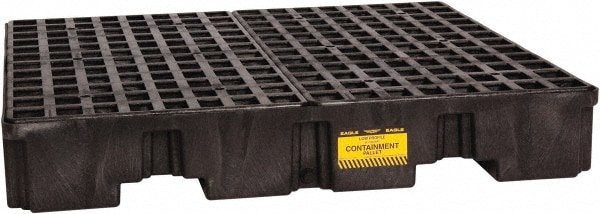 Eagle 1645B Spill Pallet: 4 Drum, 66 gal, 8,000 lb, Polyethylene 