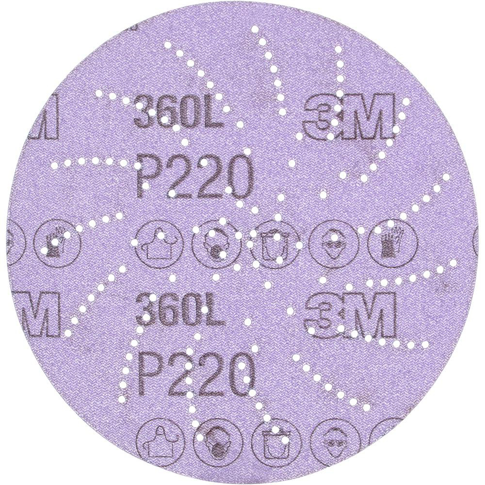 Hook & Loop Disc: 5" Dia, 220 Grit, Coated, Aluminum Oxide