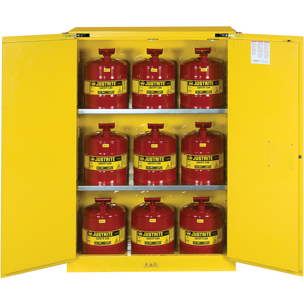 Justrite® Standard SelfClosing, 2 Shelves, Yellow MSC