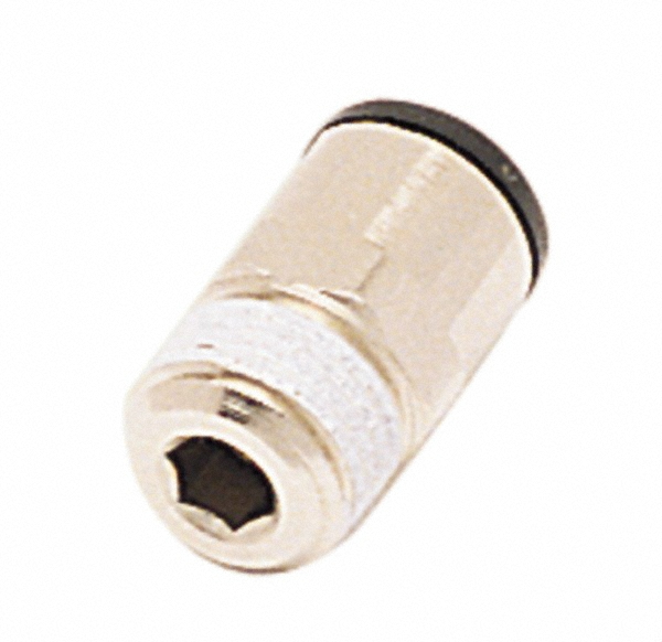 Legris 5/16" Outside Diam, 1/2 BSPT, Nickel Plated Brass Push-to-Connect Tube Male Connector - 290 Max psi, Tube to Male BSPT Connection, Buna
