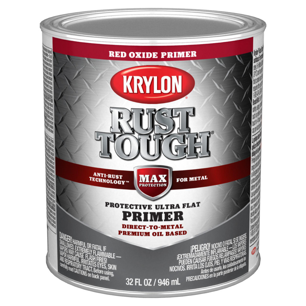 KRYLON Rust Tough® Rust Preventive Brush-On Primer, Ultra Flat, Red Oxide, 1 Quart - Indoor & Outdoor, 167 VOC | Part #K09721008