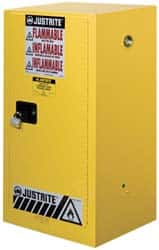 Justrite. 891500 Space Saver Cabinet: Manual Closing, 1 Shelf, Yellow 