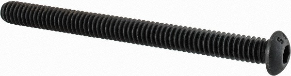 Button Socket Cap Screw: 1/4-20, 3" Length Under Head, Alloy Steel, Black Oxide - 5/32" Drive, Hex Socket Drive, ANSI/ASME B18.3 & ASTM F835