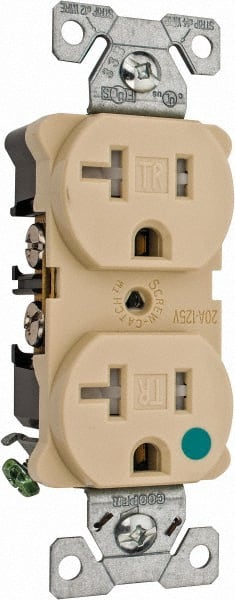 Cooper Wiring Devices TR8300V Straight Blade Duplex Receptacle: NEMA 5-20R, 20 Amps, Self-Grounding 