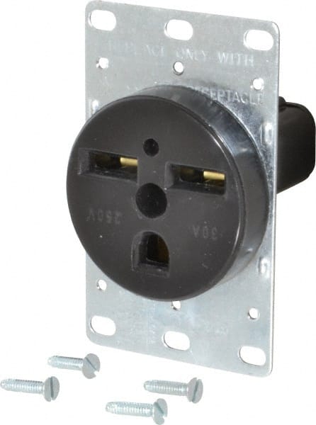 Cooper Wiring Devices 1234-BOX Straight Blade Single Receptacle: NEMA 6-30R, 30 Amps, Self-Grounding 