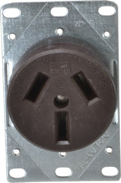 Cooper Wiring Devices 32B-BOX Straight Blade Single Receptacle: NEMA 10-50R, 50 Amps, Ungrounded 