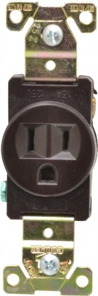 Cooper Wiring Devices 5261B Straight Blade Single Receptacle: NEMA 5-20R, 20 Amps, Self-Grounding Image