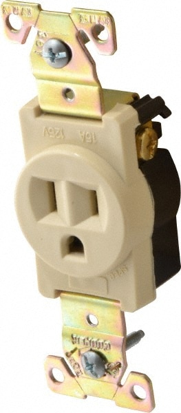 Cooper Wiring Devices 5261V Straight Blade Single Receptacle: NEMA 5-20R, 20 Amps, Self-Grounding Image