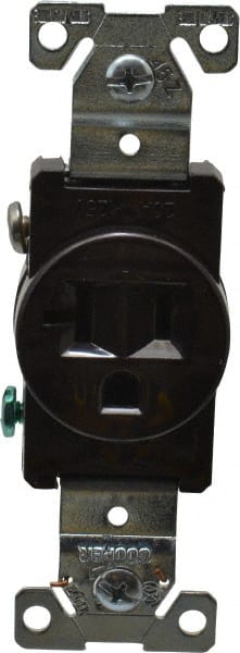 Cooper Wiring Devices 5361B Straight Blade Single Receptacle: NEMA 5-20R, 20 Amps, Self-Grounding 