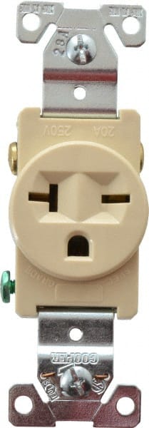 New Cooper Light Almond COMMERCIAL Single Outlet Receptacle 6-20 250V 20A 1876LA 