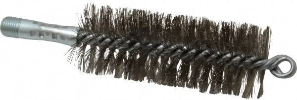 Schaefer Brush 43842 Double Stem/Spiral Tube Brush: 1-3/4" Dia, 7-1/4" OAL, Stainless Steel Bristles 