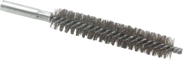 Schaefer Brush 43825 Double Stem/Spiral Tube Brush: 13/16" Dia, 6" OAL, Stainless Steel Bristles 