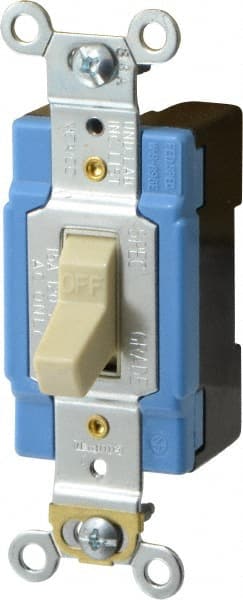 Cooper Wiring Devices 1201V 1 Pole, 120 to 277 VAC, 15 Amp, Industrial Grade Toggle Wall Switch 