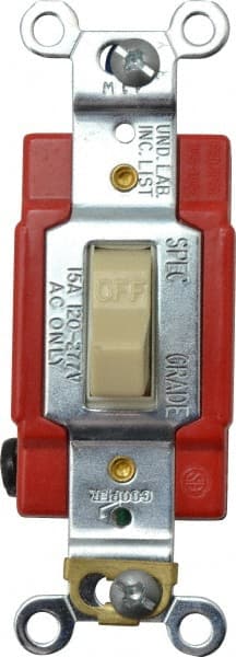 Cooper Wiring Devices AH1221V 1 Pole, 120 to 277 VAC, 20 Amp, Industrial Grade Toggle Wall Switch 