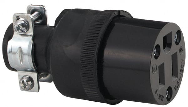 Straight Blade Connector: Commercial, 5-15R, 125VAC, Black