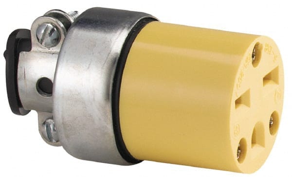 Straight Blade Connector: Commercial, 6-15R, 250VAC, Yellow