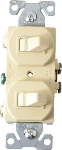 Cooper Wiring Devices 271V-BOX 1 Pole, 120/277 VAC, 15 Amp, Flush Mounted, Duplex Switch 