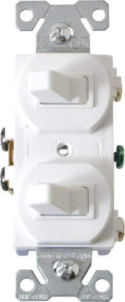 Cooper Wiring Devices 271W-BOX 1 Pole, 120/277 VAC, 15 Amp, Flush Mounted, Duplex Switch 