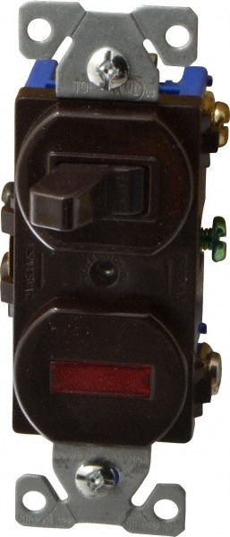 Cooper Wiring Devices 277B-BOX 1 Pole, 120 VAC, 15 Amp, Flush Mounted, Combination Switch with Pilot Light Image